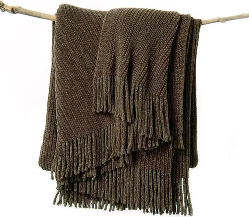 Vista 13 de lifein Manta de felpilla de 50 x 60 pulgadas, suave manta de punto bohemio para sofá, acogedora decoración de casa de campo, manta ligera para todas