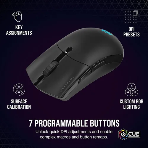 Vista 7 de CORSAIR SABRE RGB PRO Wireless Champion Series, mouse inalámbrico para juegos FPSMOBA, negro