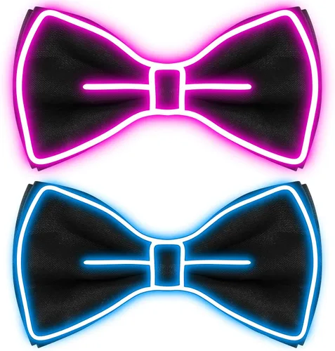 Vista 10 de Hercicy Halloween Carnival LED Light up Bow Tie for Women Men Azul