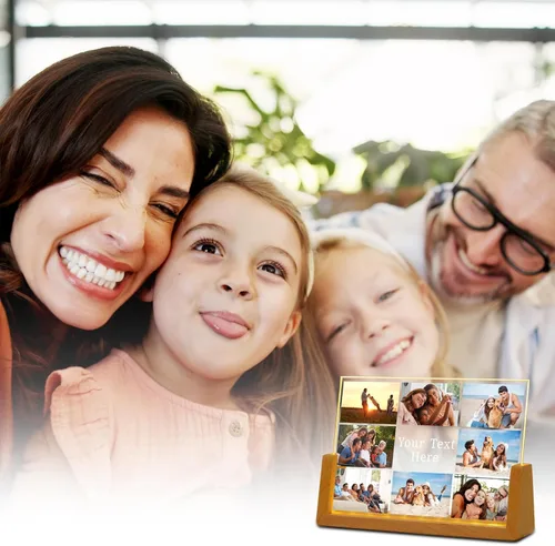 Vista 7 de Marco de fotos personalizado con foto, placa acrílica personalizada con base de luz nocturna LED, regalos de cumpleaños de aniversario para familia