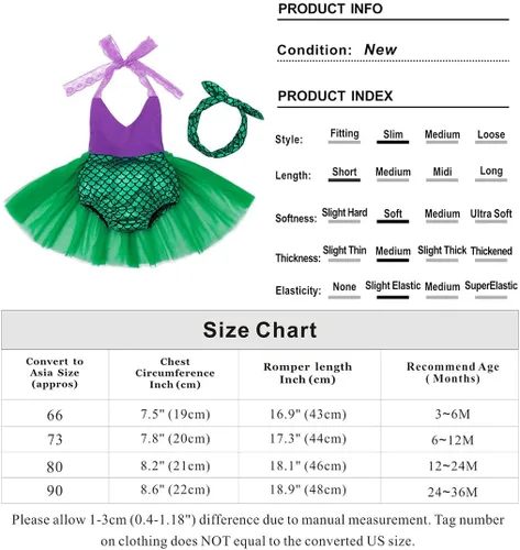 Vista 6 de HenzWorld - Traje de baño de la sirenita Ariel para niñas, Classic, 6-12 meses