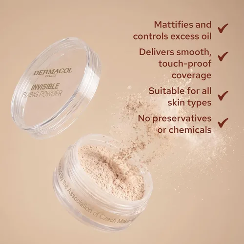 Vista 3 de Dermacol - Polvo facial de fijación invisible, polvo de ajuste translúcido a prueba de tacto para pieles grasas y otros tipos de piel, maquillaje