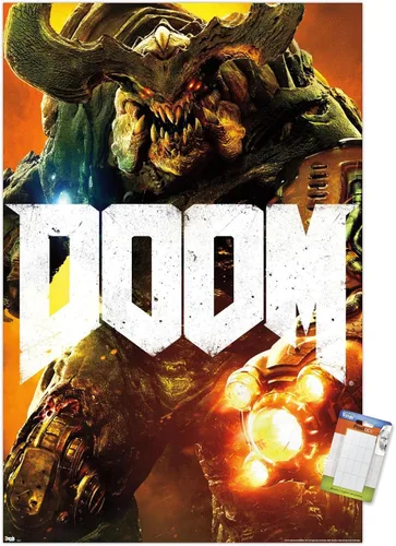 Vista 12 de Trends International Doom - Cyber Demon Wall Poster, 22.4L x 14.7W, Barnwood Framed Version