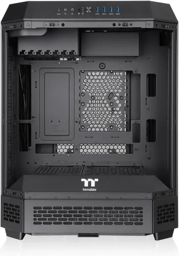Vista 2 de Thermaltake Carcasa ATX Tower 600 negra de media torre; 3 paneles de vidrio templado; soporte de placa base de conector oculto; ranuras PCI-e