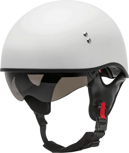 Vista 5 de GMAX HH-65 Naked Half Helmet (blanco, mediano) - Aprobado por FMVSS 218