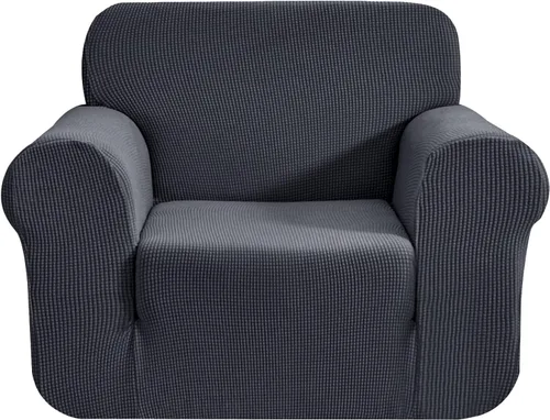 Vista 15 de CHUN YI - Funda elástica de 1 pieza para sillón grande, funda protectora suave de Jacquard con elastano, detalle de cuadros y parte inferior