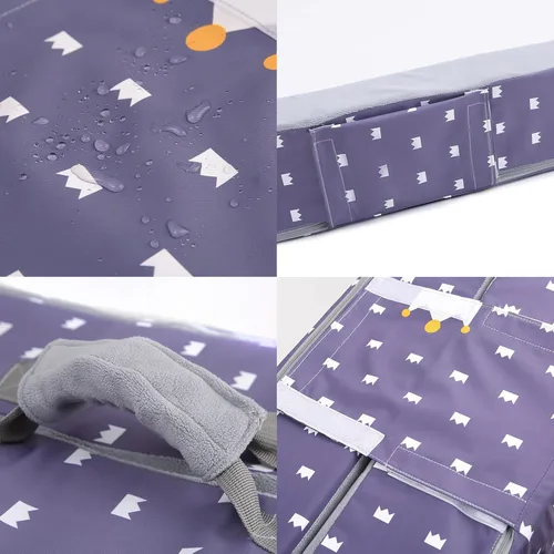 Vista 5 de Cama plegable para niños pequeños con lados, cama plegable para niños de 18 meses a 5 años (rectangular, corona)