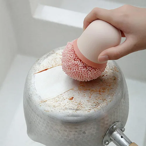 Vista 4 de 4 cepillos para platos de olla con mango redondo, repuesto para cacerola, fregadero, fregadero, cepillo de limpieza