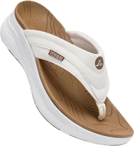 Vista 10 de Chanclas de plataforma ortopédicas para mujer con soporte de arco, sandalias de pata de gallo cómodas para recuperación, para caminar, con cierre