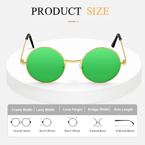 Vista 2 de CHRORINE Gafas de sol hippie redondas de los años 70, lentes retro para mujeres y hombres, accesorio de fiesta, festival, moda, gafas de sol vintage
