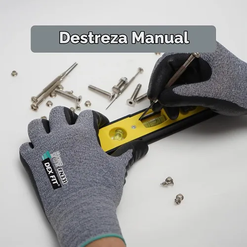 Vista 4 de DEX FIT Guantes de trabajo prémium FN331, agarre fino de nitrilo, gris, S