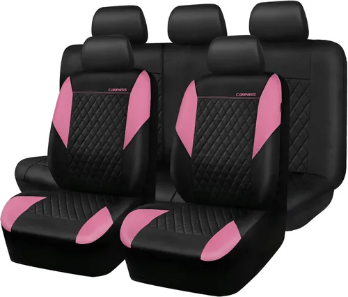 Vista 18 de CAR PASS Funda de asiento de cuero acolchada para dos asientos delanteros, universal, impermeable, de lujo, de PU premium, de vinilo