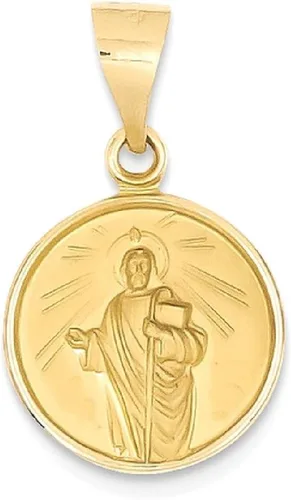 Vista 8 de ICE CARATS Collar con colgante de medalla de San Judas Tadeo San Judas Tadeo de oro amarillo de 18 quilates, joyería fina religiosa para mujer