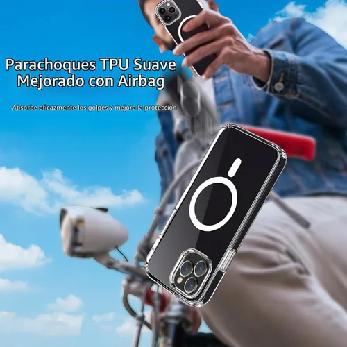 Vista 7 de Funda magnética compatible con iPhone 14 Pro Max, compatible con carga inalámbrica MagSafe, parte trasera transparente antiarañazos, a prueba
