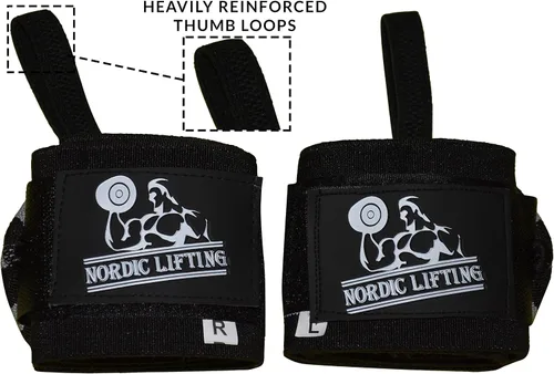 Vista 5 de Nordic Lifting Wrist Wraps Super Heavy Duty (1 Pair/2 Wraps) 24" Support for Weight Lifting Powerlifting Gym Cross Training- Weightlifting