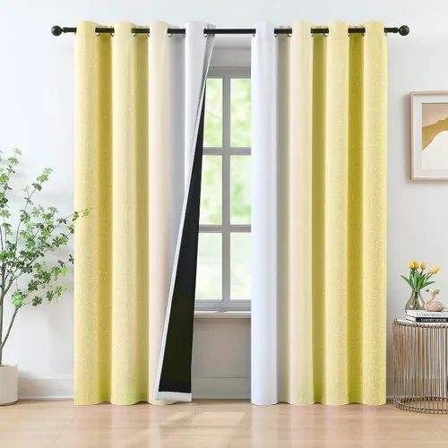 Vista 14 de Cortinas Completamente Opacas Azul Degradado de 63 pulgadas de Largo para Sala de Estar y Dormitorio, Cortinas con Aislamiento Térmico para Navidad