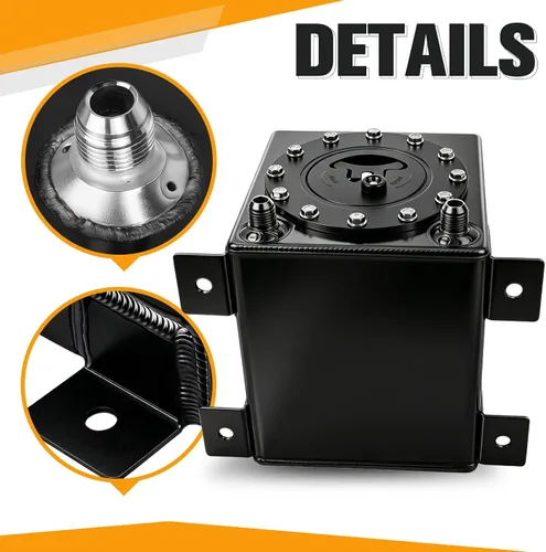 Vista 3 de Tanque universal de celda de combustible de 1 galón 4L con tapa y remitente de nivel de aluminio pulido negro
