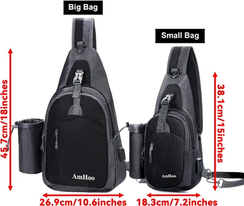 Vista 2 de AmHoo Sling Backpack Chest Shoudler Crossbody Bag Water Resistant Hiking Daypack