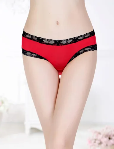 Vista 2 de Yevin Bragas de talla grande para mujer, ropa interior sexy de encaje con lazo, ropa interior linda