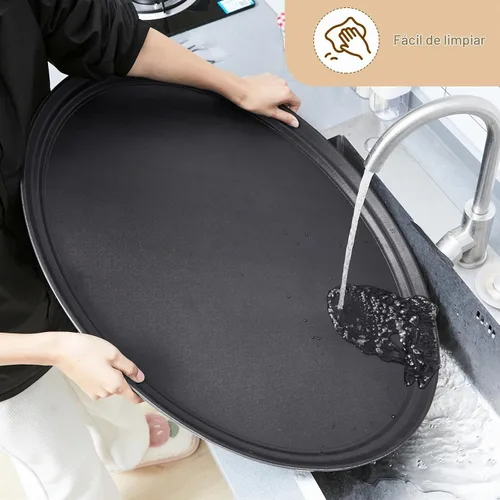 Vista 6 de FillTouch 2 bandejas ovaladas para servir restaurante, 24 x 29 pulgadas Negro