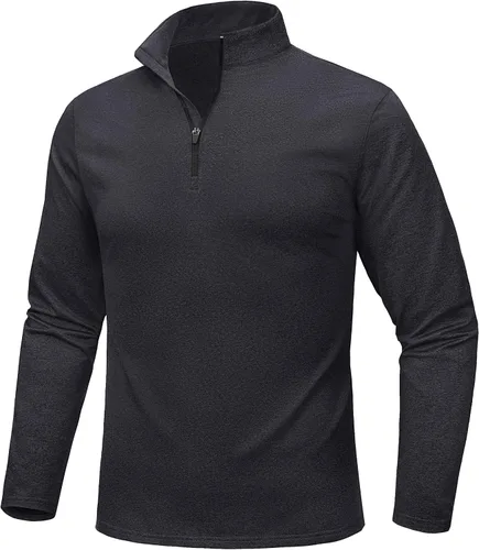 Vista 91 de MAGCOMSEN Sudadera de golf de manga larga con forro polar para hombre, con cremallera de 1/4, térmica, para correr