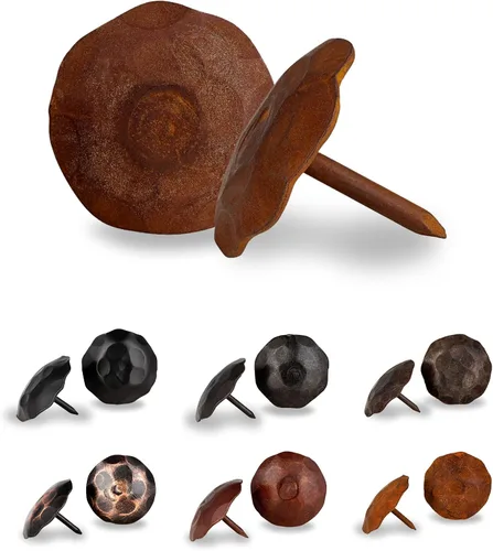 Vista 26 de 10 Pack 0.75" Round Head Iron Clavos Decorative Nails – Black – Handmade Rustic Round Fasteners for Farmhouse Shutters, Faux Wood Beams, Barn Doors