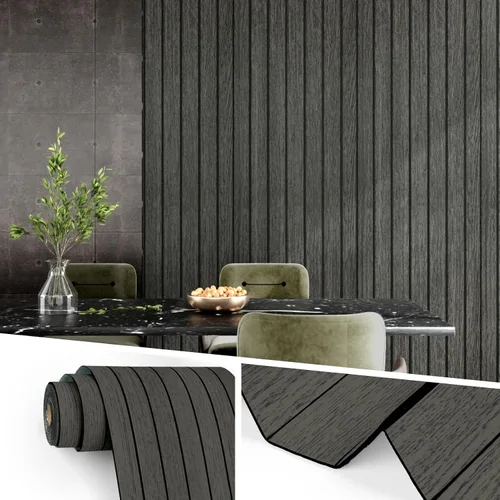 Vista 10 de Wallercity Paneles acústicos de listones de madera marrón claro para decoración elegante, reducción de ruido, paneles de grano de madera con textura
