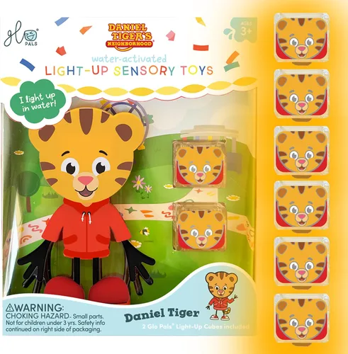 Vista 7 de Glo Pals x Daniel Tiger's Neighborhood - Juguete de baño activado por agua con 4 cubos reutilizables iluminados para juegos sensoriales (solo cubos)