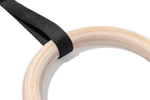 Vista 2 de anillos olímpicos de gimnasia, de madera, para Crossfit