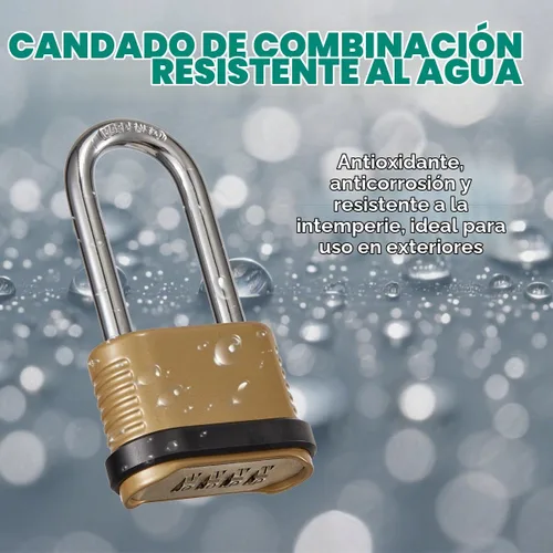 Vista 4 de CINCINNO Cerradura de combinación resistente, cerradura combinada de 4 dígitos con grillete largo, candado de combinación resistente a la intemperie
