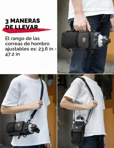 Vista 5 de KEMIMOTO Bolsa para botella de agua, portabotellas con correa ajustable para el hombro, soporte para botella de agua para senderismo, campamento
