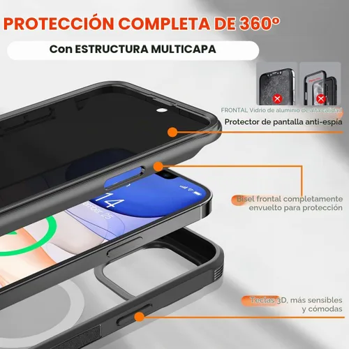 Vista 6 de Funda magnética para iPhone 11 con [CD Loop + Protector de pantalla de privacidad], [Protección contra caídas de grado militar] Protector