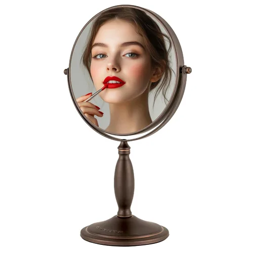 Vista 10 de OVENTE Espejo de maquillaje de mesa de 7 pulgadas, aumento de 1X y 5X, lupa redonda giratoria de doble cara, ideal para aparadores, tocador, oficina
