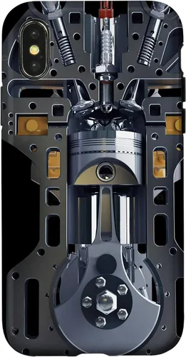 Vista 5 de Mecánico Motor Metal Pistón Cilindros Metal PC Case para iPhone 17