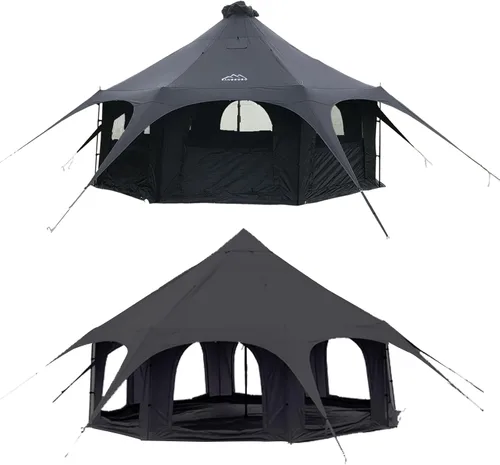 Vista 9 de Campana de lona de algodón - Yurtas transpirable y resistente al viento, Glamping para 6/8/10 personas camping familiar