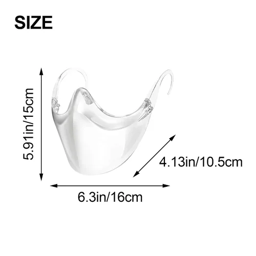 Vista 2 de Paquete de 3 protectores faciales, máscara de expresión visible transparente, ligera, antivaho transparente, de plástico, reutilizable, lavable