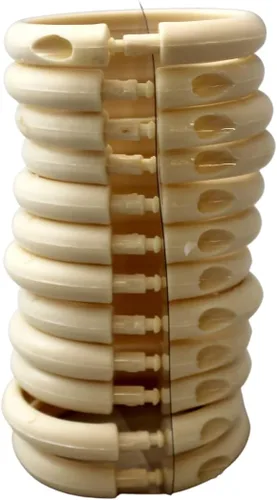 Vista 3 de Paquete de 24 anillos de cortina de ducha de plástico con cierre ovalado, de fácil deslizamiento (beige)