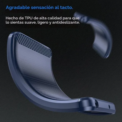 Vista 3 de Funda para Xiaomi Redmi Note 12S con 2 protectores de pantalla HD, antideslizante mejorada, absorción de impactos, fibra de carbono TPU flexible