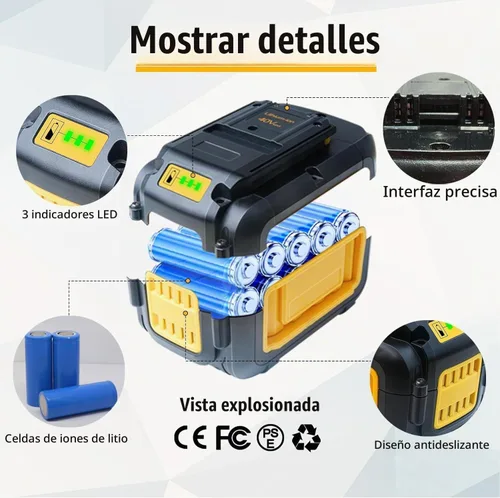 Vista 4 de FSKE Reemplazo de 7.5Ah para batería Dewalt 40V DCB404 DCB406 DCB407 DCB114 Tiempo de funcionamiento extendido y compatible con herramientas