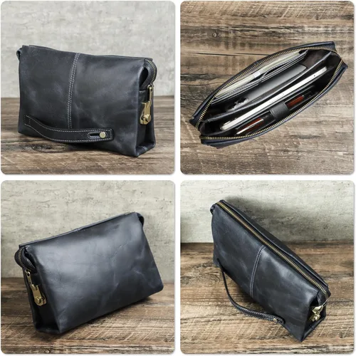 Vista 20 de Funda de piel de grano superior para hombre y mujer, múltiples bolsillos/ranuras, RFID de gran capacidad para tarjetas, cheques, dinero, pasaporte