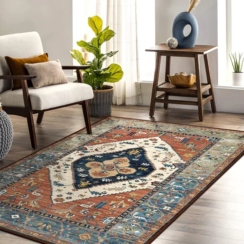 Vista 18 de Beeiva Alfombra bohemia lavable de 2 x 3 pulgadas, tapete ultra fino para puerta de entrada interior, tapete antideslizante para puerta delantera