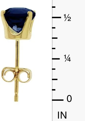 Vista 4 de Aretes redondos de zafiro natural de 1 quilate en oro amarillo de 14 k, Zafiro