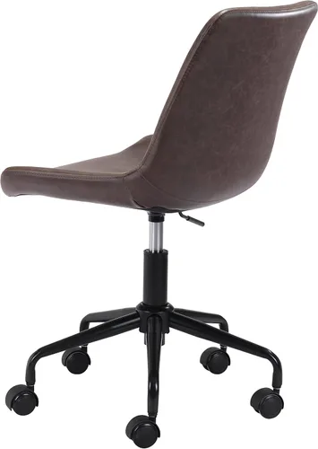 Vista 7 de Zuo Byron - Silla de oficina marrón, estilo moderno, piel sintética, felpa y tela de piel sintética duradera, madera contrachapada, oficina