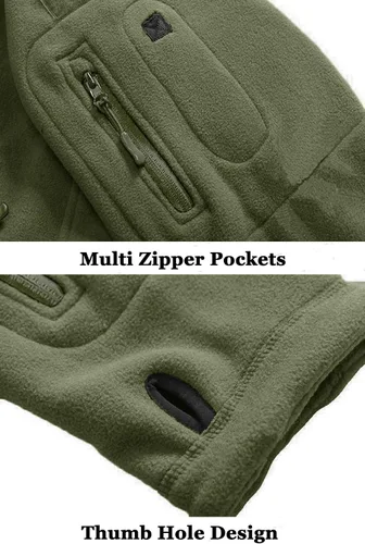 Vista 7 de BIYLACLESEN Chaquetas tácticas de forro polar Softshell para hombre con cremallera completa