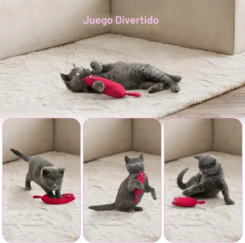 Vista 4 de Legendog - 5 piezas de juguete para gatos, masticable, resistente a mordeduras, diseño de gato, rellenos Varios