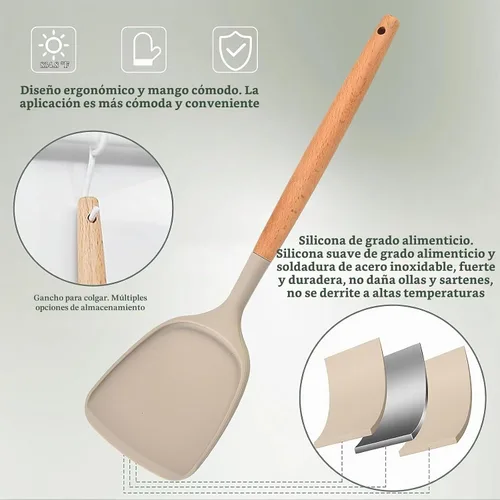 Vista 6 de Juego de cuchillos de cocina profesionales de 10 piezas con bloque universal de cuchillos, herramientas de cocina antiadherentes resistentes al Caqui