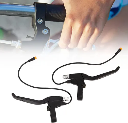Vista 6 de VBESTLIFE Palanca de frenos de bicicleta, 2 palancas de freno de bicicleta eléctrica, 12.6 in, alambre impermeable, mangos de freno para BBSHD BBS01