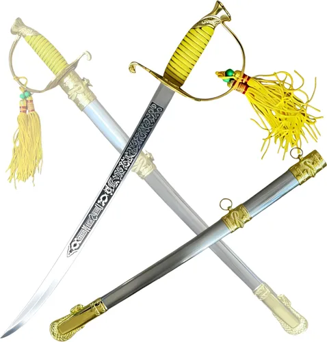 Vista 10 de Espada de comando ceremonial con funda a juego, hoja de patrón láser 2Cr13 23.6 in/23.6 pulgadas de longitud total 1.2 lbs/1.21 libras