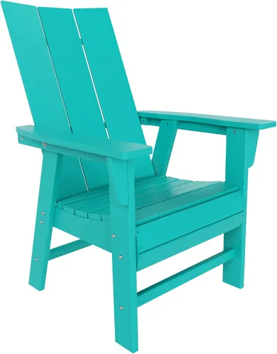 Vista 16 de HDPE Shoreside Modern Curveback Adirondack Silla de comedor, color negro