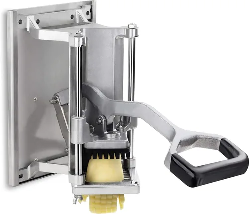 Vista 9 de New Star Foodservice 1028935 Cortador de papas fritas extra resistente de 1/2" con soporte de pared, montaje fijo en mostrador o pared, plateado